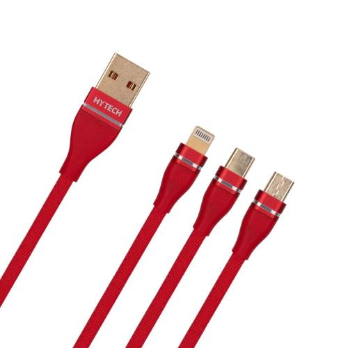 Hytech HY-X505 1.2M 3A MicroUSB+Lightning+TypeC 3 IN 1
