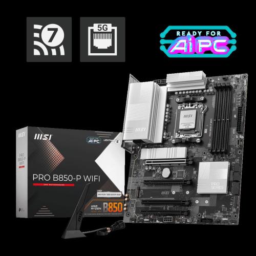 MSI MB PRO B850-P WIFI AM5 DDR5 8200MHZ(OC) HDMI 3x M.2 USB 10Gbs 5G LAN WI-FI 7 ATX