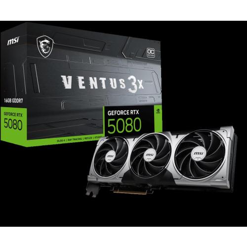 MSI VGA GEFORCE RTX 5080 16G VENTUS 3X OC RTX5080 16GB GDRR7 256 B DX12 PCIE 5.0 X16 (3XDP 1XHDMI)
