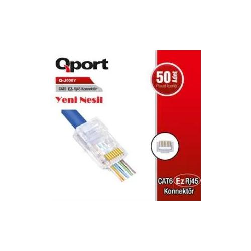 QPORT Q-J600Y CAT6 50 LİK PAKET EZ-RJ45 YENİ NESİL KONNEKTÖR