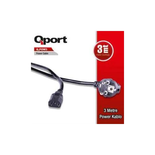 QPORT Q-POW3 3 METRE PC POWER KABLOSU